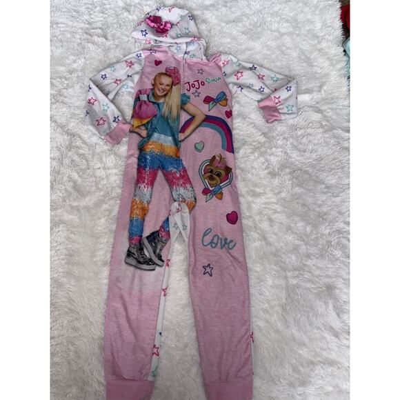 Cute Jojo Siwa Girls Sz. M One Pc. Hooded Pj. Fun. ** Nt Desc** - Picture 1 of 12